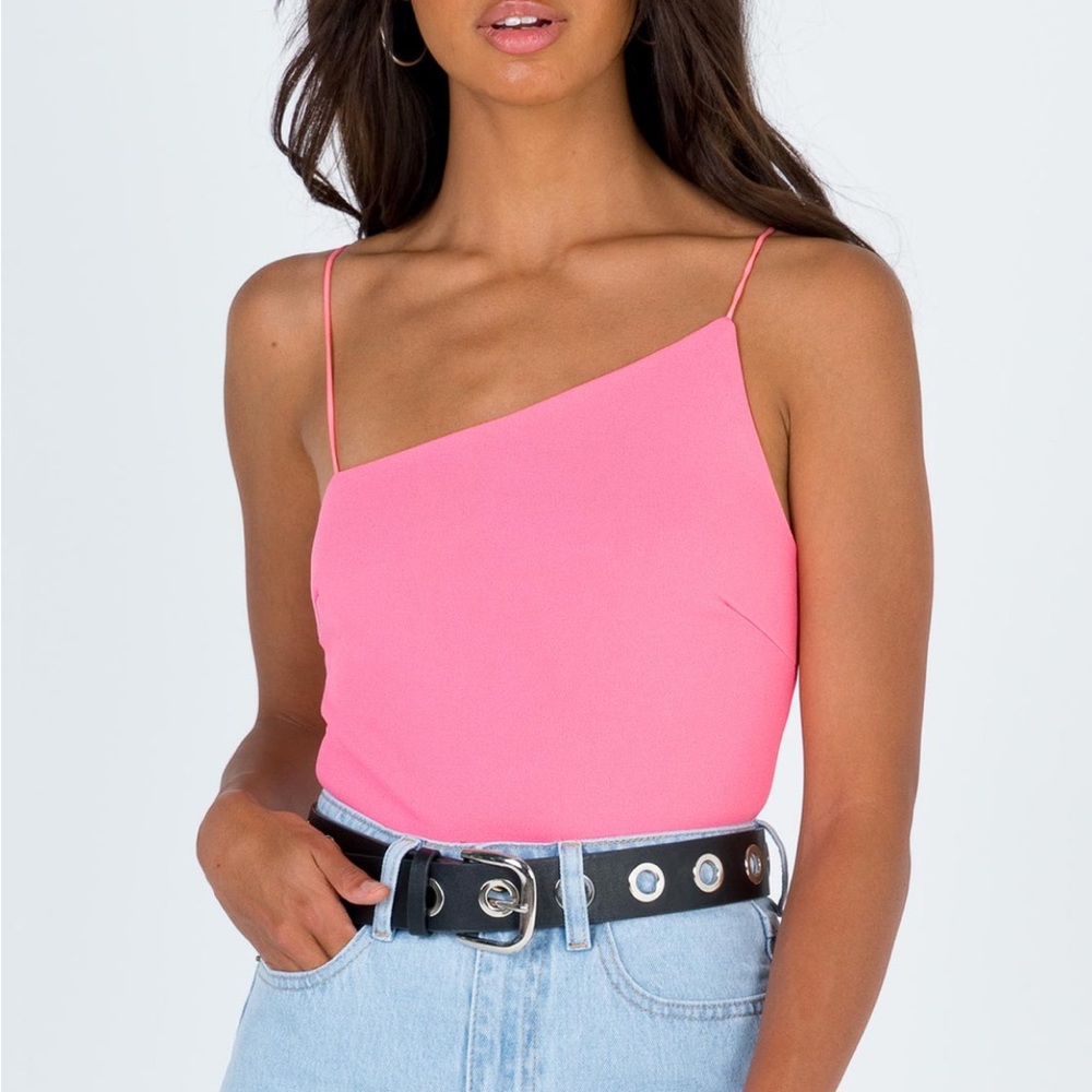 Pink Asymmetrical Bodysuit